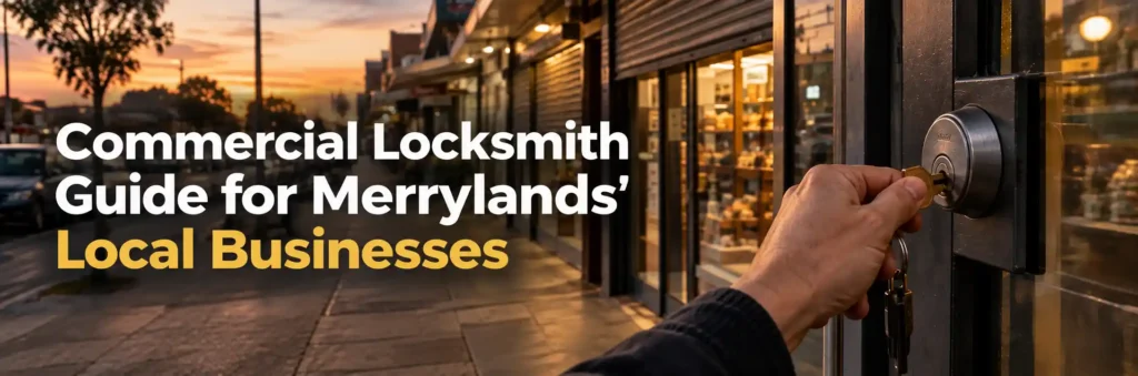 Commercial locksmith securing a business entrance in Merrylands